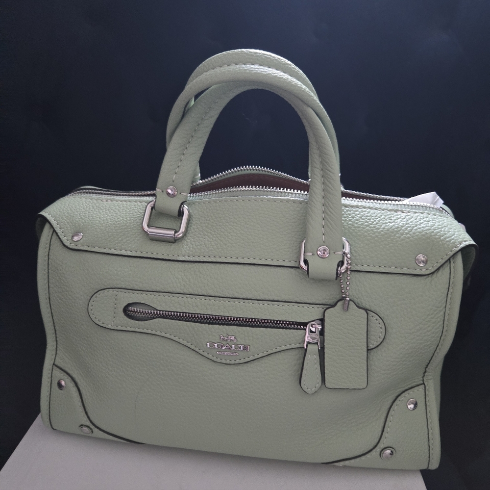 Coach Mint Green 💚 satchel bag with crossbody long strap New With Tags
